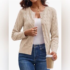 NWT Grace Karin Beige Cable Knit Cardigan